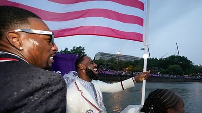 LeBron Carrying Flag on Team USA Boat Through Pouring Rain Had Memes Flying