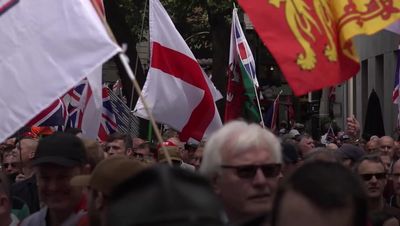 Two arrests as thousands march in London for protest led by Tommy Robinson