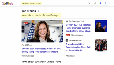 Kamala Harris, Donald Trump Google Search Results Spark Social Media Frenzy