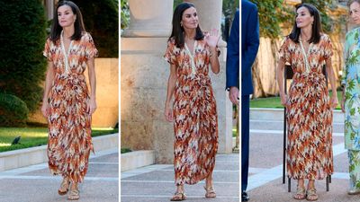 Move over heels, Queen Letizia’s flat sandals deliver practicality and style and her flowing midi dress and gold hoops upped the glamour