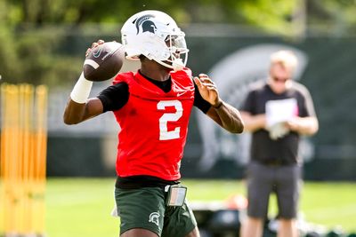 Watch MSU QB Aidan Chiles show off arm, zip during opening day of fall camp