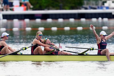 Great Britain’s quadruple sculls women stage a storming finish to snatch gold