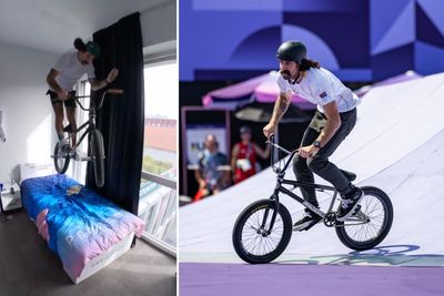 'I almost fell through the window' - BMX cyclist pulls off audacious cardboard bed test at Olympics