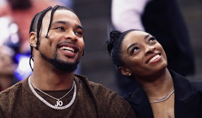 Simone Biles shared the sweetest moment with husband Jonathan Owens after clinching Olympic all-around gold medal