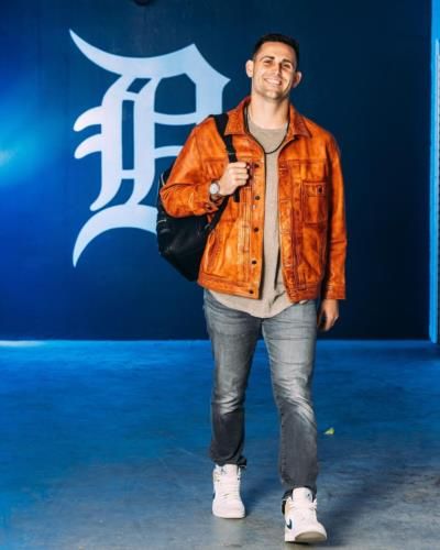 Matthew Boyd's Timeless Style In Rich Brown Jacket