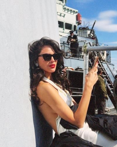 Eiza Gonzalez Radiates Elegance In White Outfit On Ship