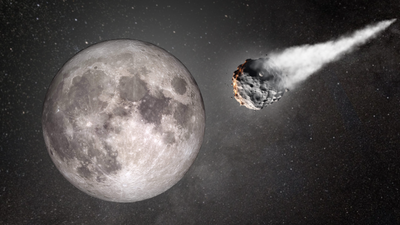 The moon's thin atmosphere is made by constant meteorite bombardment