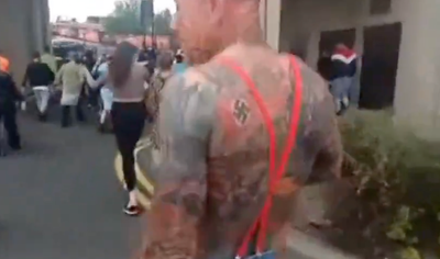 Man with swastika tattoo at Sunderland riots praised by far right protester for ‘pure British’ body art