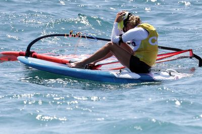 Emma Wilson has to settle for windsurfing bronze after falling away in final