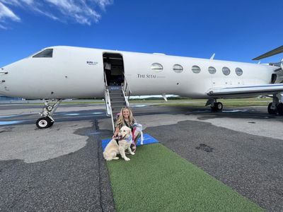 I flew 3,400 miles with my golden retriever on a one-of-a-kind luxury airline for dogs—here's what it was like