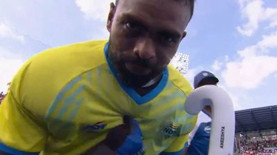 Watch: Saviour PR Sreejesh points out at wife's name on hockey stick after India's nail-biting win