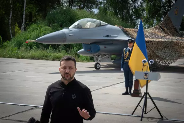 Ukraine's Zelenskyy displays newly arrived F-16 fighter jets to combat Russia in the air