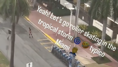 Miami locals ignore Tropical Storm Debby to keep rollerskating, BBQing during downpour