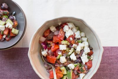 What to do with all those fresh-picked cucumbers? Try this Greek salad