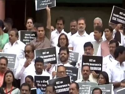 INDIA bloc protests against GST on health and life insurance