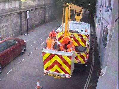 Is this Banksy in action? CCTV catches two men in the act at site of artist’s new goat mural