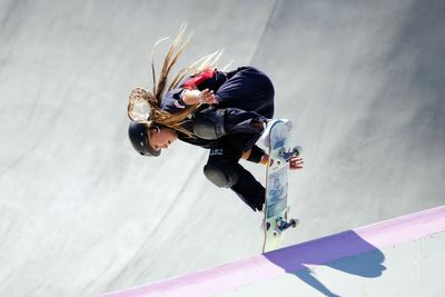 Sky Brown defies shoulder injury pain to bag skateboard park bronze in Paris