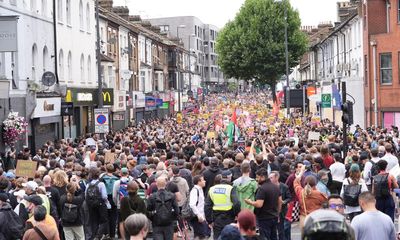 Thousands of anti-racism protesters take to streets across England to counter far-right rallies