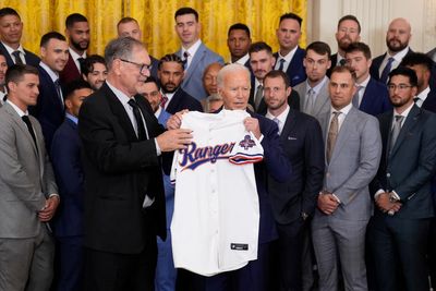 Biden hosts World Series champion Texas Rangers at the White House, says they 'embody resilience'