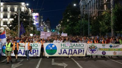 Thousands protest in Serbia’s Belgrade against lithium mining project