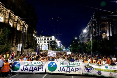 Thousands Protest In Serbian Capital Against Lithium Mine