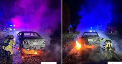 Car engulfed by flames, police investigate arson