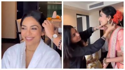 Sobhita Dhulipala can't stop smiling in this BTS video prepping for her engagement to Naga Chaitanya - WATCH