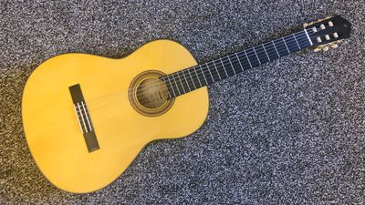 "With its incredibly low action, flat fingerboard radius, slim neck, and smooth finish, this guitar almost seems to play itself": Yamaha CG182SF review