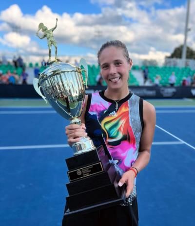 Daria Kasatkina Triumphs With Tennis Trophy In Hand