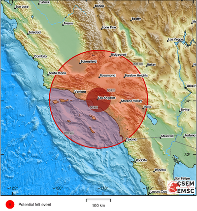 4.6 magnitude earthquake hits Los Angeles with the epicenter near Long Beach