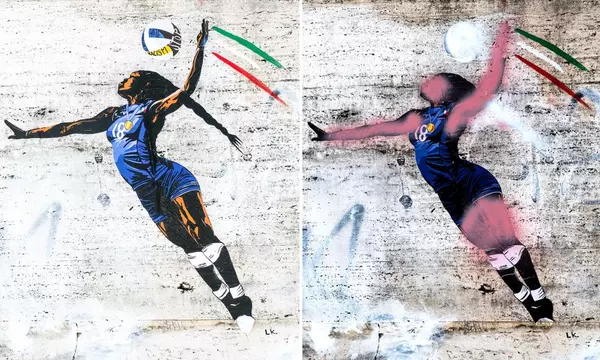 ‘Vulgar racism’: outrage after mural of Italian volleyball star is vandalised