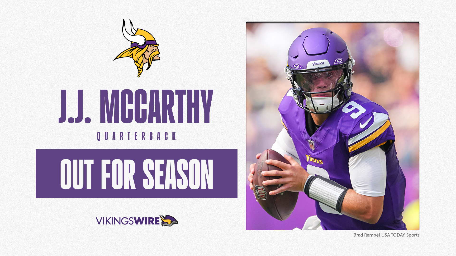 Vikings QB J.J. McCarthy out for entire 2024 season…