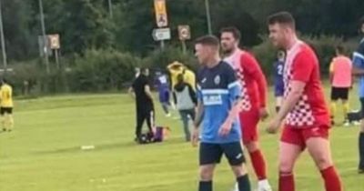 Former Celtic star pictured playing for amateur club and he scores a double