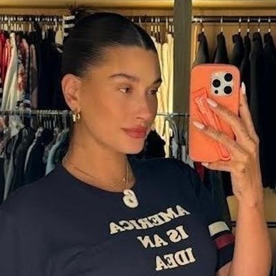 Hailey Bieber Casts Her Style Vote for Kamala Harris in a Campaign Maternity T-Shirt