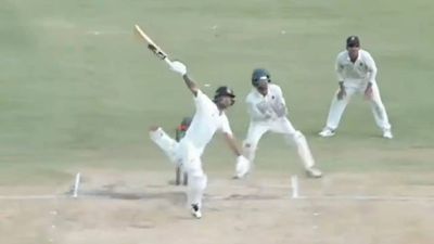 Watch: Ishan Kishan's one-handed six to complete century on return to red-ball cricket