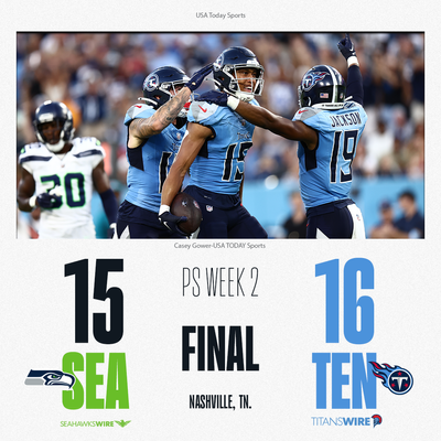 Seahawks fall to Titans 16-15 in preseason Week 2