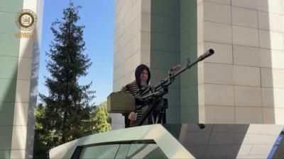 Chechen Warlord Mounts Machine Gun On Tesla Cybertruck