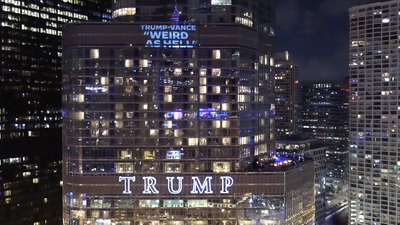 ‘Weird as hell’: Dems taunt Trump with messages on his Chicago hotel as DNC kicks off