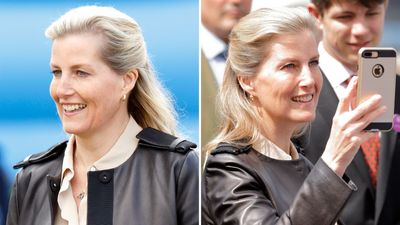 Duchess Sophie’s edgy leather jacket and half-up half-down hairstyle deserve to make an autumn comeback