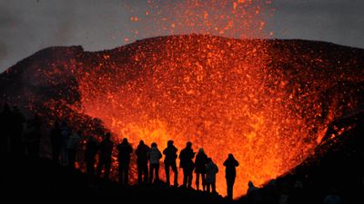 Watch as unpermitted hikers scramble for their lives when volcano unexpectedly erupts