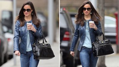 Pippa Middleton’s skinny jeans and black knee high boots are a sleek alternative to wide-leg jeans and ankle boots