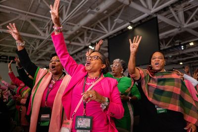 Black sororities flex "power" for Harris