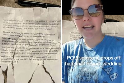 Bride Exposes The Viral “Unhinged” Hate Letter An Anonymous Guest Left At Her Wedding