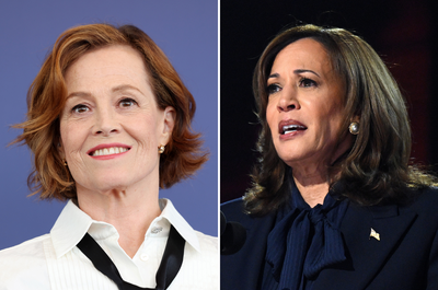 Sigourney Weaver tears up after journalist suggests work may have influenced Kamala Harris’ rise