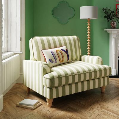 Dunelm's cult Beatrice snuggle chair is on sale! The stripey sellout success is £50 off, but not for long