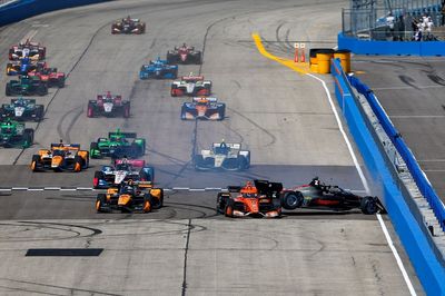 Newgarden crashes from pole in waved off start; disaster for Palou