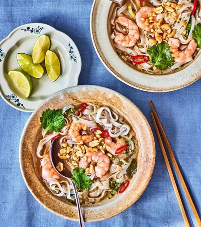 Rukmini Iyer’s quick and easy hot and sour noodle soup with tamarind and prawns – recipe