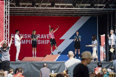 WATCH: Alison Jackson celebrates being first over the line at British Gravel Champs as Connor Swift and Annabel Fisher claim titles