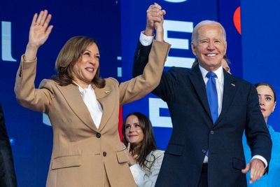 Watch: Biden and Harris hold first joint campaign event since president’s exit from 2024 race