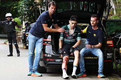 Wout van Aert crashes out of Vuelta a España on damp descent